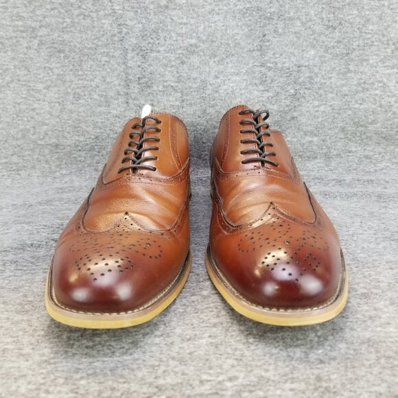 ✅ Men 10.5M Stacy Adams Dunbar Wingtip Oxford Cognac Brown Leather Dress Shoes main image 8
